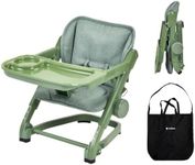 Feed Me 3-in-1 Travel High Chair Booster Seat for Infants and Toddlers - Transitional, Compact & Fits Any Chair, Swivel Tray, Avocado Green