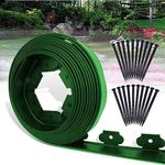 Garden Art Lawn/Landscape Edge 10mtr, 2mm Thickness | No Diging Planstic Lawn Divider Useful for Tree Surrounding, Garden Fence, Flower Bed Edge with 40 Anchoring Nails/Spikes (5 CM HT, Green)