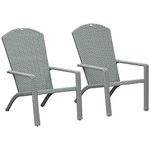 Outsunny 2 Pieces Adirondack Chair Patio Wicker Muskoka Chair, Outdoor PE Rattan Fire Pit Chair for Poolside, Balcony, Deck, Garden, Backyard, Light Grey