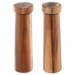 Navaris Salt and Pepper Mill Set - Adjustable Acacia Wood Salt and Pepper Grinders Shakers with Ceramic Grinding Core for Home, Restaurants - Design 1