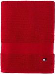 Tommy Hilfiger Modern American Solid Bath Towel, 30 X 54 Inches, 100% Cotton 574 GSM (Chinese Red)