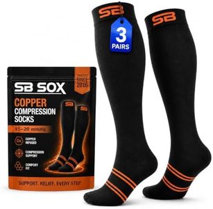 SB SOX 3-Pair Copper Compression Socks, 15-20mmHg (Black/Copper, L/XL)