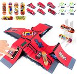 Hestiasko 6-in-1 Finger Skateboard Ramp Set, Finger Skateboards Toys, Skate Park Kit for Training Props, Finger Skateboard for Training Skate Ramp for Kids & Adults