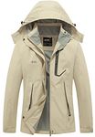 Diamond Candy Womens Rain Jacket Waterproof with Hood Lightweight Hiking Jacket Khaki S