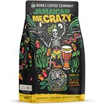 Bones Coffee Company Jamaican Me Crazy Whole Coffee Beans Vanilla Caramel and Coffee Liqueur Flavor, Low Acid Flavored Coffee, Made with Arabica Coffee Beans, Medium Roast Gourmet Coffee (12 oz)