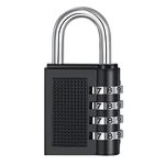 ZHEGE Combination Padlock for Gym Locker, 4 Digit Locker Padlocks, Outdoor Combination Lock Weatherproof for Fence, Gate Sheds, Number Lock for School Locker, Cabinet, Toolbox (1 Pack, Black)