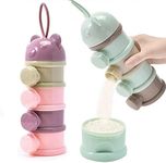 2 PCS 4 Layers Baby Milk Powder Dispenser, Milk Powder Pots,Food Storage Tank, Candy Storage Tank, Formula Dispenser Portable Milk Powder Formula Dispenser Container Pot Box Milk Cans Snack Storage Box for Travel (Green + Pink)