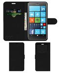 ACM Leather Window Flip Wallet Front & Back Case Compatible with Microsoft Lumia 640 LTE Mobile Cover Black