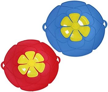 RUNUP 2 Pack Silicone Spill Stopper Lid Cover, Boil Over Safeguard Lids, Prevent Pot From Boiling, Multi-Function Kitchen Tool Kitchen Gadgets, 10.2 Inch and 11 Inch Red + Blue