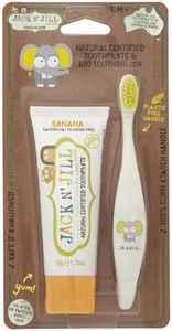 Jack N'Jill Tooth Buddy Banana Natural Toothpaste and Elephant Bio Brush, White