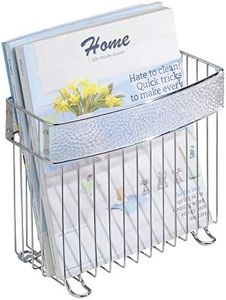 InterDesign Rain Newspaper and Magazine Holder for Bathroom, Office, Den - Clear/Chrome