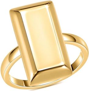 ILIANA 18 karat Gold Ring for Women - Yellow Bar Wedding Jewelry Size 7 Engagement Anniversary Jewelry Trendy Mothers Day Gifts