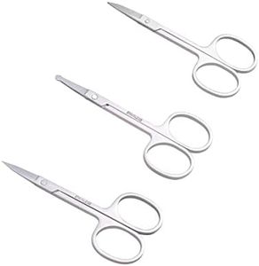 Lot de 3 petits ciseaux à sourcils et poils de nez, barbe, moustache, cils et ongles, ciseaux de toilettage pour homme et femme