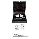 MRCUFF Building Block Pair of Cufflinks and Tie Bar Clip with a Presentation Gift Box