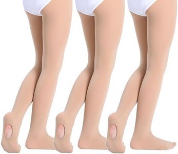 Yitoco Girls Dance Ballet Tights Transition Tan Leggings Ultra Soft for Kids Students Convertible Tights (3 Pairs, Nude, 6-8 Years, YOTS02-SK-3CM)