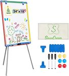 Magnetic Easel for Kids Dry-Erase Board and Whiteboard - Perfect for Kids Art Activities - Height Adjustable 24-39" White Board Flipchart Board