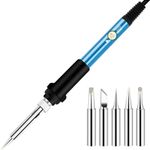 Wynhard 60 Watt Soldering Iron with Adjustable Temperature Soldering Gun Electric Welding Solder Soldering Iron Rework Station Handle Heat Pencil Tool with 5 Pcs Tip Solder Iron