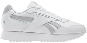 Reebok Women's Glide Ripple Double Sneaker, White/White/Silver Met, 6 UK