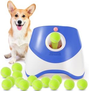 Automatic Dog Ball Launcher with 15 Pcs 2 Inch Mini Tennis Balls Deep Blue