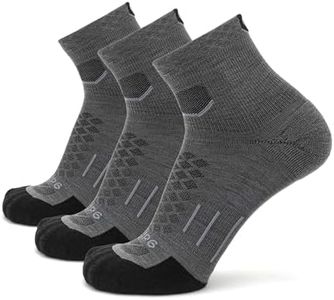 GRIP6 Breathable Athletic Performance Running Socks – Tarmac Run 1/4 Crew Midweight Merino Wool Running Socks – Moisture Wicking Comfort – For Men & Women – Odor Resistant – 3-Pack, Tarmac – Large
