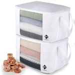 Cashmere Kiwi Moth Protection Sweater Storage for Closet – 2 Large Cotton Garment Bags, 30 Cedar Rings, & Mesh Window for Cashmere Sweaters – Wool & Cotton Sweater Organizer by , 15 x 11 x 9 In