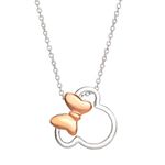 Disney Mickey or Minnie Mouse Silver Plated Silhouette Pendant Necklace, 18 Inch Chain, Mickey's 90th Birthday Anniversary; Jewelry for Women and Girls