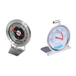 Salter Analogue Fridge Freezer Thermometer & KitchenCraft Freezer/Fridge Thermometer with Min Max Temperature Guide, Stainless Steel, Silver