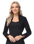 GRACE KARIN Elegant Wedding Guest Bridesmaid Long Sleeve Open Front Bolero Cropped Slim Fit Vintage Shrug Cardigan Black L