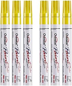 Yellow Paint Markers Pens - Single color 6 Pack Permanent Oil Based Paint Pen, Medium Tip, Quick Dry and Waterproof Marker for Rock, Wood, Fabric, Plastic, Canvas, Glass, Mugs, Canvas, Glass