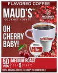 Maud's Cherry Flavored Coffee Pods, 50 ct | Oh Cherry Baby | 100% Arabica Medium Roast Coffee | Solar Energy Produced Recyclable Single Serve Coffee Pods Compatible with Keurig K-Cup Brewers