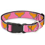 Buckle-Down Wonder Woman Logo Pink/Blue/Yellow/Pink Plastic Clip Collar, Narrow Medium/7-13