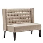 Andeworld Modern Loveseat Settee Button Tufted Sofa Couch Upholstered Banquette Dining Bench Living Room Funiture (Putty)