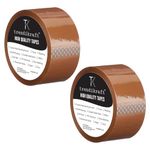 TRENDIKRAFT 2 inch X 65 meter Pack of 2 Brown BOPP Packing Cello Tape with Durable Materials Self Adhesive Heavy Duty Tep Roll Ideal for Packaging Box