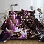 FANSU Bedding Sets Duvet Cover Set 3 Piece, Polyester Microfiber 3D Dinosaur Bedroom Duvet Set 2 x Pillowcases 1 x Quilt Case for Double King Single Bed (Full-200x230cm, Lightning dragon)