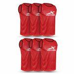 Vector X Training Bibs for Football Soccer Basketball Volleyball for Track and Field Play (S, RED, 6)