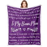 Bonus Mom Sherpa Fleece Throw Blanket Gift for Step Moms for Mothers Day from Daughter Mom in Law Gifts from Son-to My Bonus Mom Purple Blanket-Birthday for Stepmom 50''x60''