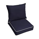 Sorra Home Sunbrella Canvas Navy Outdoor Seat Cushion and Back Pillow Set, 25 in x 25 in x 5