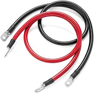 1 Foot (12 Inch) 1/0 AWG 0 Gauge Battery Cable Set - Made in America, Many Wire Lengths to Choose from (1 Foot 5/16" Ring Terminals)