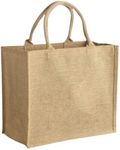 (Pack of 2 Bag) 100% Natural Jute Bag, Reusable Shopping Bag, Hessian Bag, Eco Friendly Bag (Size 32H cm x 40W cm x 18D cm)