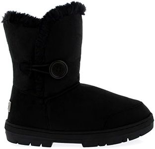 Holly Womens Single Button Faux Faux Waterproof Rain Winter Snow Boots - Black - 7 - BLA40 AEA0145