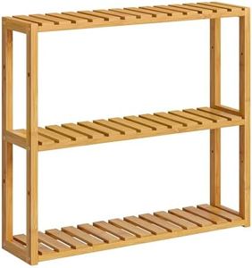 SONGMICS Bamboo Bathroom Shelf, 3-Tier Adjustable Plants Rack, Wall-Mounted or Stand, in the Living Room, Balcony, Kitchen, 5.9 x 23.6 x 21.3 Inches, Natural UBCB13Y