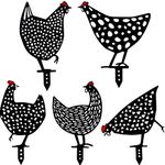 5 Pieces Metal Chicken Yard Garden Decoration Decorative Garden Stake Chicken Yard Sign Hollow Out Animal Shape Decoration Rooster Animal Stake Rooster Art Decoration for Yard Lawn, 12 x 10 Inch