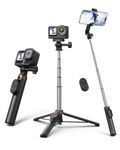 TELESIN Mini Selfie Stick Tripod & Phone Tripod, 2-in-1 Portable Vlogging Stand with 80m Bluetooth Remote, 360° Rotating Phone Clip, for DJI Osmo 360 Action 6/5/4, GoPro Hero 13/12/11 & iPhone Android