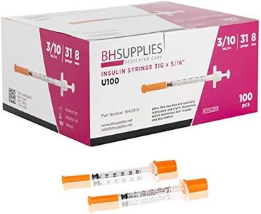 BH Supplies Insulin Syringes U-100 for 30 Units 31G .3ml/cc 5/16" (8mm) Pack of 100 Pcs