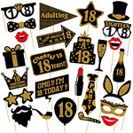 Zyozique Party Decoration 18th Birthday Photo Booth Party Props - 26 Pieces - Funny 18th Birthday Party Supplies, Decorations and Favors