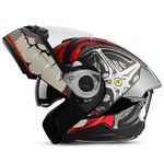 Steelbird SBA-8 Crazy Wheel ISI Certified Flip-Up Helmet for Men and Women with Inner Smoke Sun Shield (Large 600 MM, Matt Black Red)