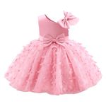 IDOPIP Flower Girl Butterfly Bowknot Tutu Dress for Kids Baby First Communion Wedding Party Dresses Toddler Little Princess Pageant Bridesmaid Birthday Baptism Prom Tulle Gowns Pink 5-6 Years