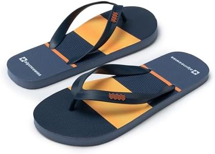Alpine Swiss Men's Flip Flops Ultra-light Thin EVA foam Sandals for Beach Pool Everyday Wear | Simple Flexible Flip Flops for Men Orange Stripes 13