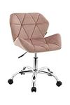 HNNHOME Modern Eris Padded Swivel Fabric Home Office Desk Computer Chair, Height Adjustable (Pink, Velvet)