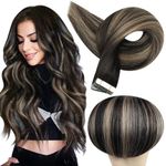 Full Shine Tape in Extensions for Women Real Human Hair Extensions 12 Inch 1B/27/1B Off Black Fading to Honey Blonde and Black Hair Extensions 30 Grams